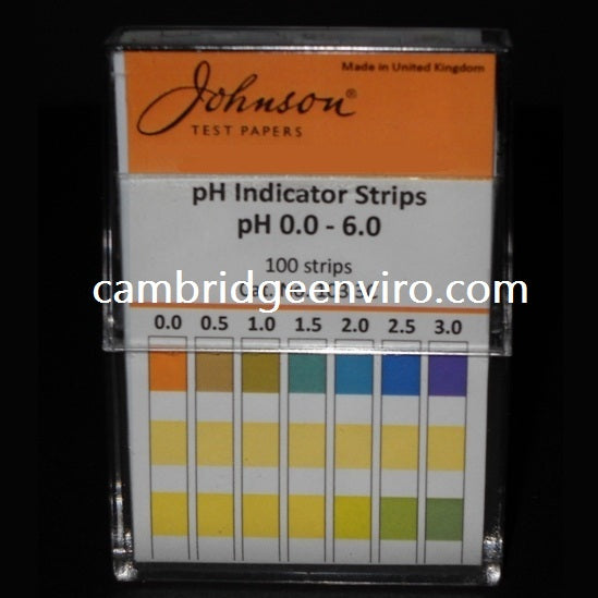 0.0 to 6.00 pH Range, pH Indicator Strips