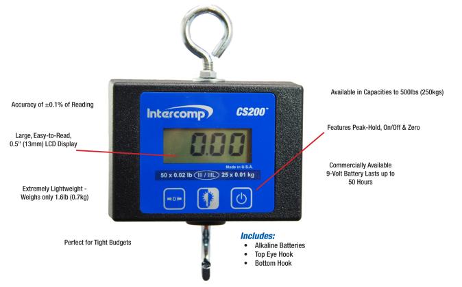 High Accuracy, Compact Digital Hanging Scales for Low Capacity Applications 100lbs x 0.05lbs (50kg x 0.05kg)