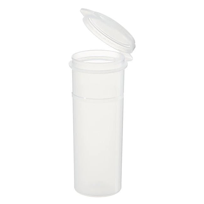 50 mL clear polypropylene sample vial with flip top lid