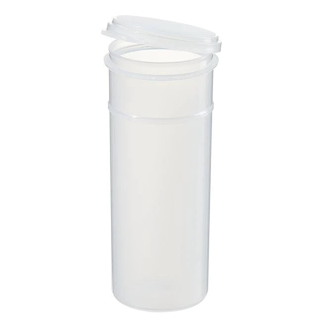 80 mL clear polypropylene sample vial with flip top lid