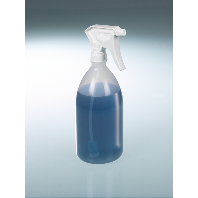 Bürkle Turn’n’Spray bottle with blue liquid for laboratory spraying