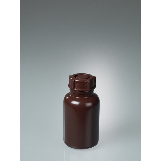Bürkle brown LDPE wide-neck laboratory bottles for light-sensitive contents