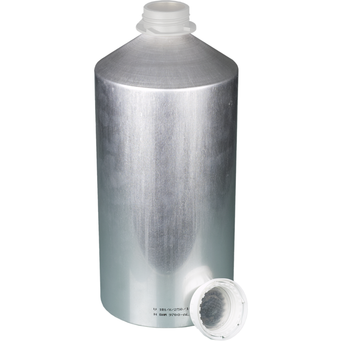 Bürkle UN-Approved Aluminum Bottles with Tamper-Evident Cap
