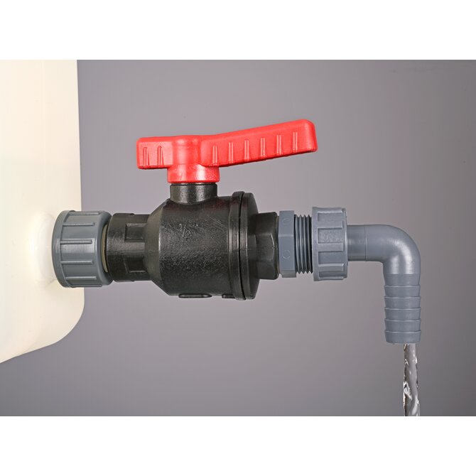 Burkle polypropylene ball valve for liquid container draining