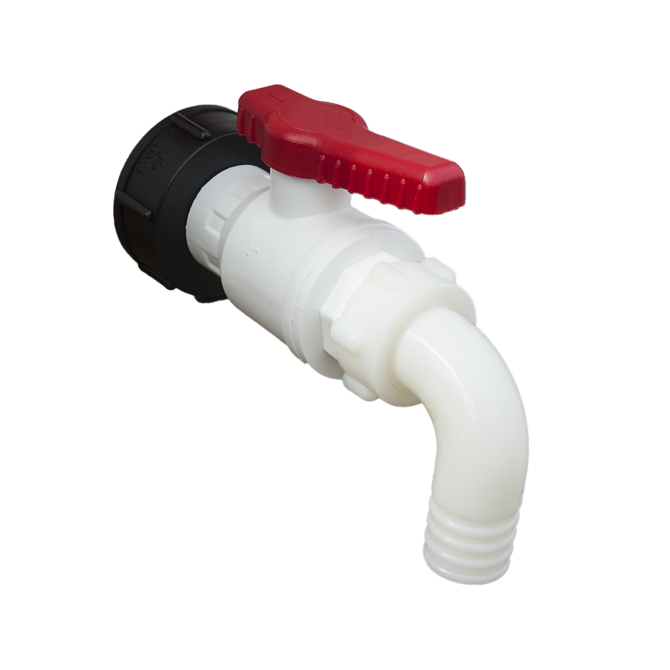 Burkle IBC discharge valve 0534-0002 with 90 degree hose nozzle
