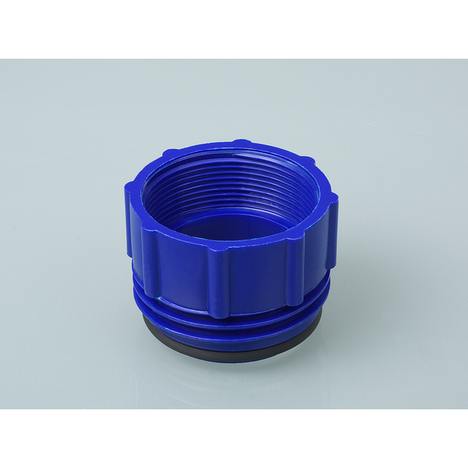 Blue Burkle thread adapter with S 70x6 Mauser external and G 2 inch internal threads