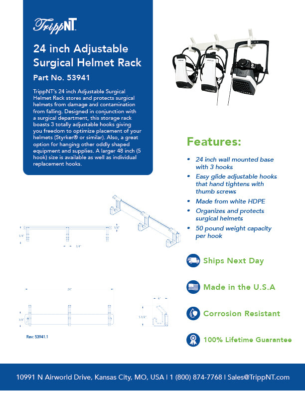 Adjustable Surgical Helmet Rack