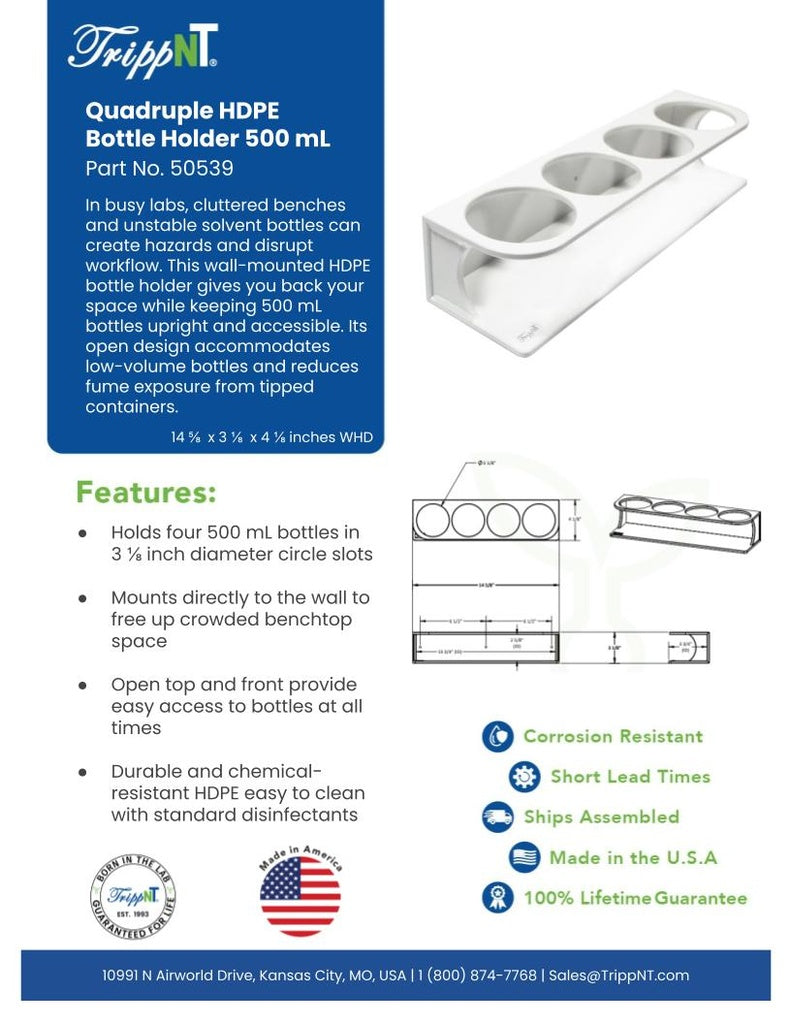 TrippNT Lab Bottle Holders | 500 mL & 1 L Bench & Wall Mount