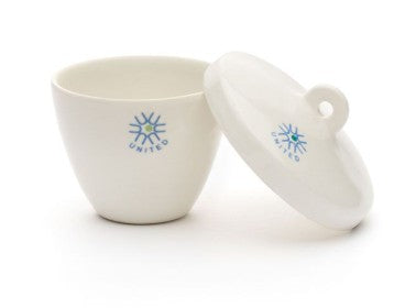 Porcelain High Form Crucible with Lid