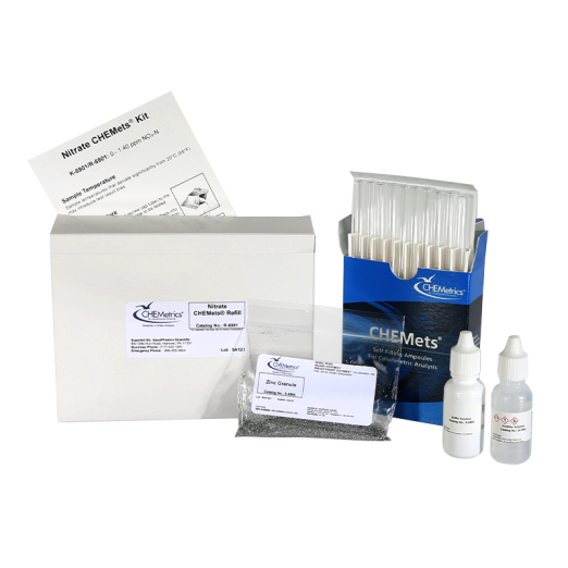 Kit de test visuel CHEMets® pour la méthode de réduction du nitrate de zinc - 0-3,4 ppm sous forme de N