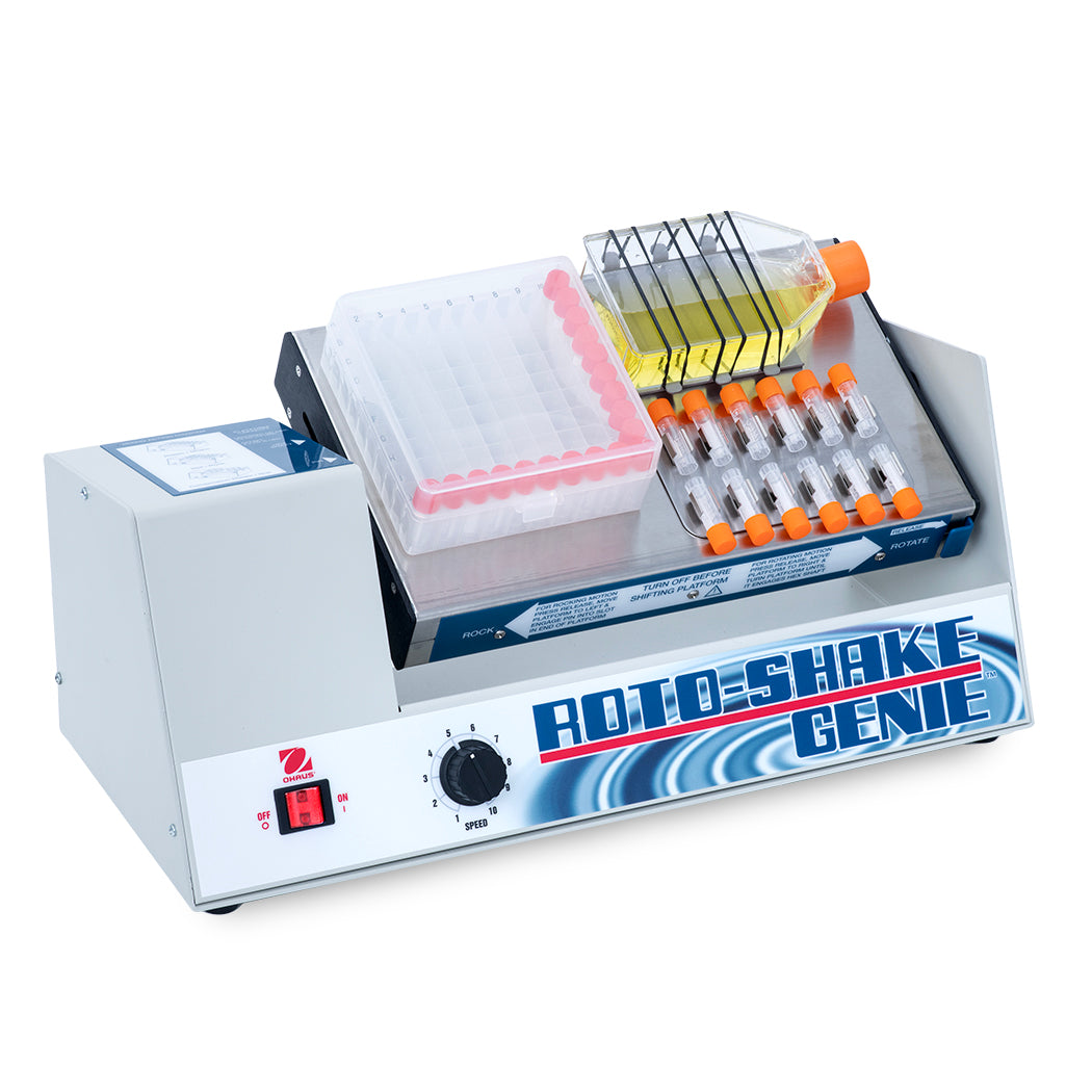 OHAUS Multi-Mode Rotator Genie with magnetic platform and clip plates
