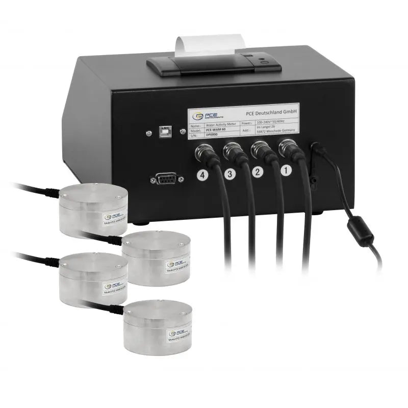 PCE-WAM 60 water activity meter rear connections for PC and accessories