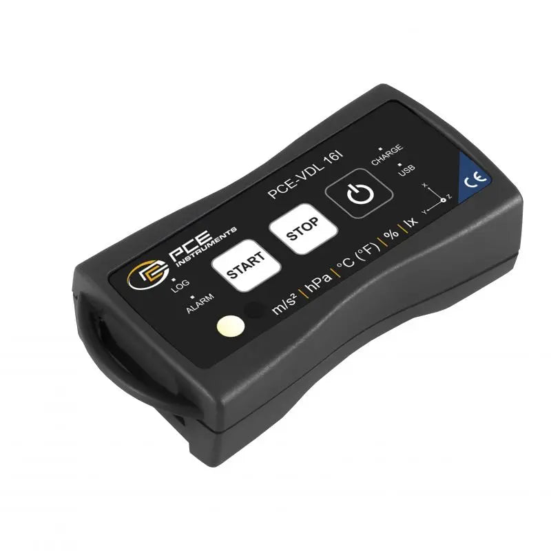 Vibration Data Logger, 3-Axis 800 Hz, Temp RH Pressure Light, SD, PCE-VDL 16I