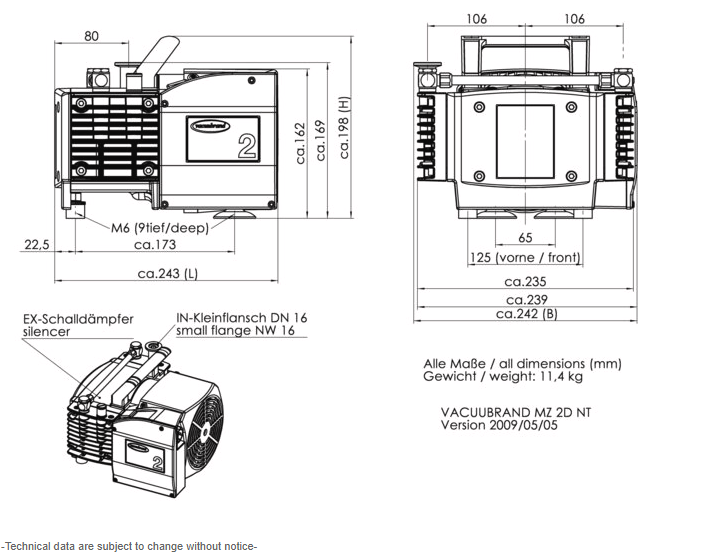 BrandTech™ VACUUBRAND™ MZ 2D NT Diaphragm Vacuum Pump Cambridge
