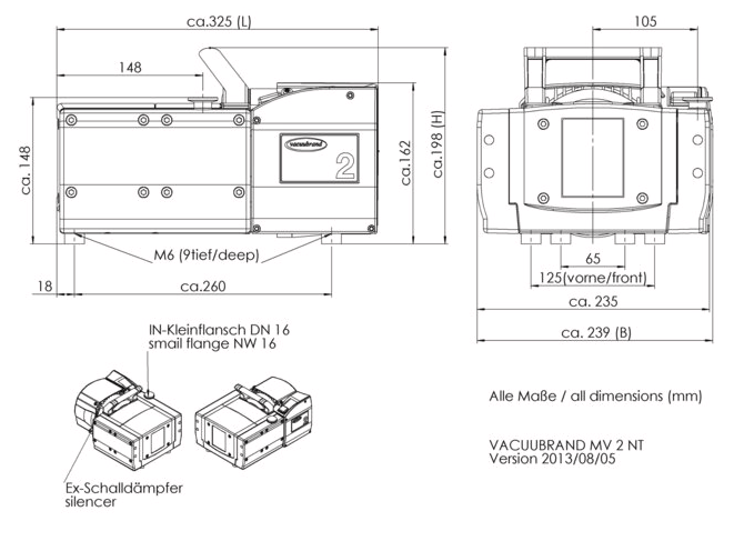 BrandTech™ VACUUBRAND™ MV 2 NT Diaphragm Vacuum Pump