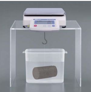 A&D EK-30KLK underhook weighing setup for specific gravity testing