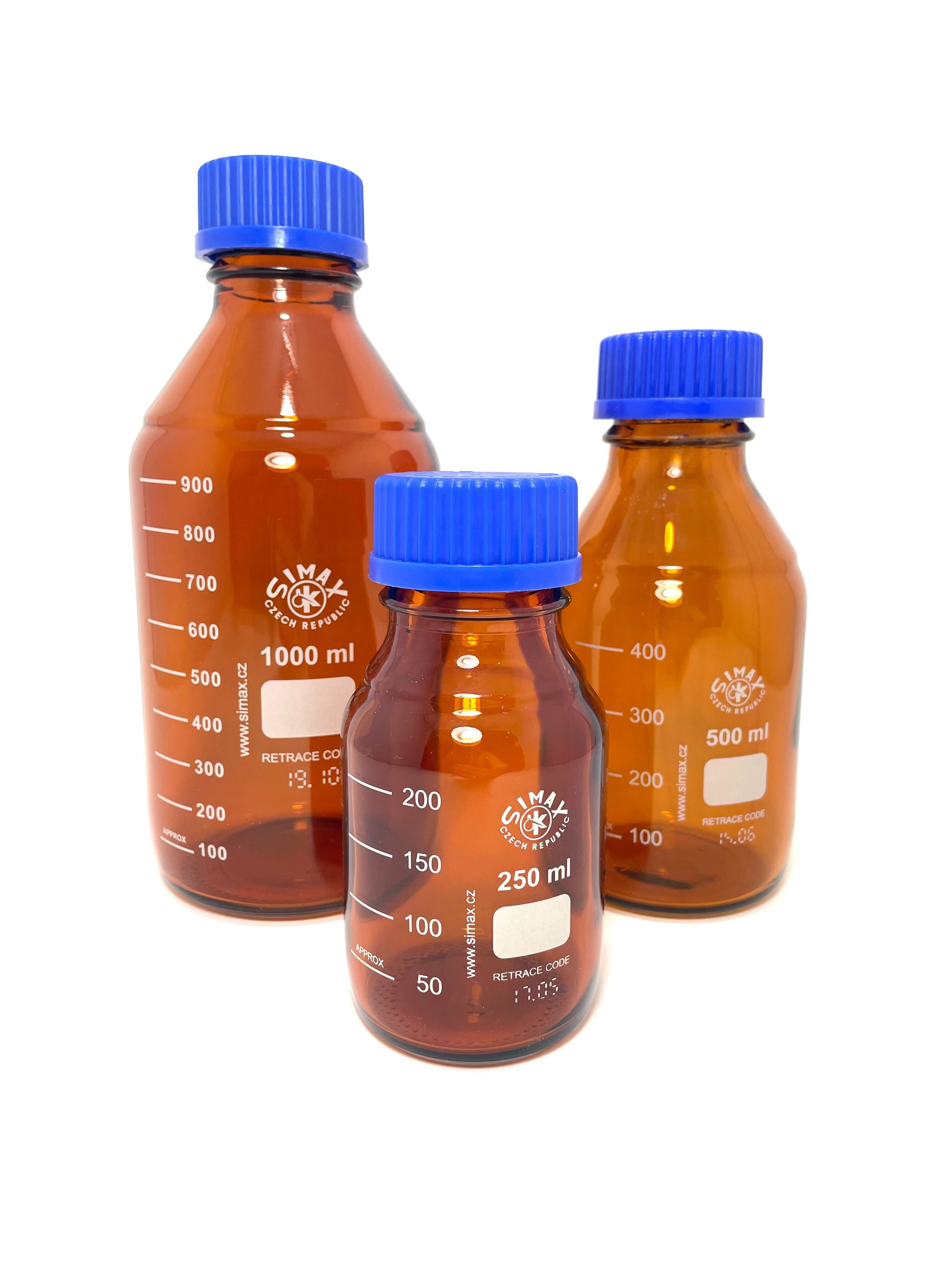 Amber Graduated Media Bottle GL45 Cap Cambridge Environmental