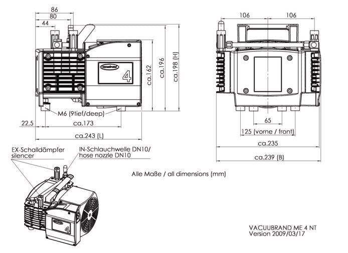 BrandTech™ VACUUBRAND™ ME 4 NT Diaphragm Vacuum Pump