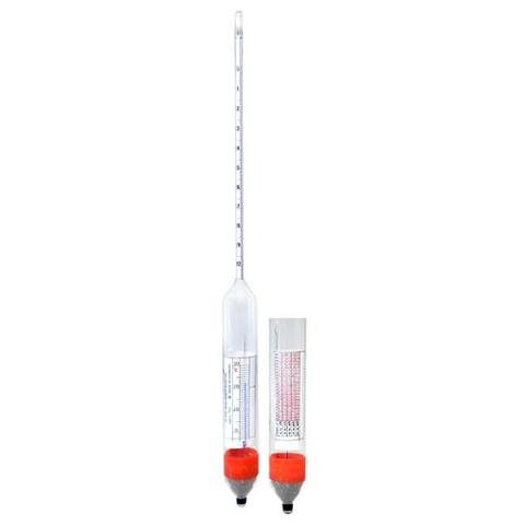 Glass ASBC High Precision Hydrometer with Thermometer - Plato Scale