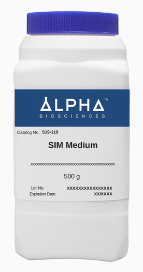 Alpha Biosciences S19-110 SIM Medium 500 g bottle for microbiology testing