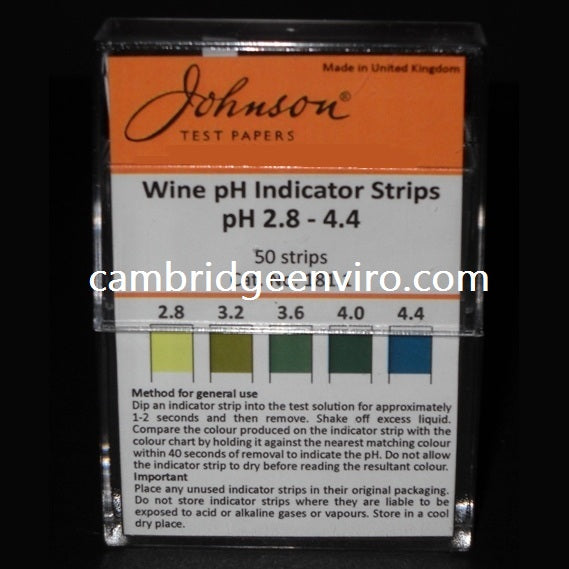 2.8 to 4.4 pH Range, Wine pH Indicator Strips