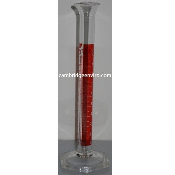 10ml Glass Cylinder Red Graduations